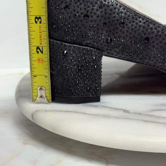 Adrienne Vittadini Fiona Pump Heels Woman 8 Black Beaded Block Heel‎ Pointed Toe - Picture 5 of 14